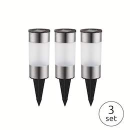 1304795 - Solarleuchten-Set Edelstahl 3 Stk., satiniert, H 235mm