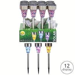 1304798 - Solarleuchte Edelstahl Mosaik sortiert, H  387mm