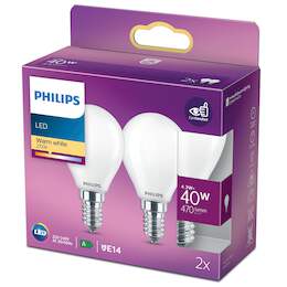 1265503 - LED Tropfen 40 W E14 470lm WW matt warmweiß DUO-Pack